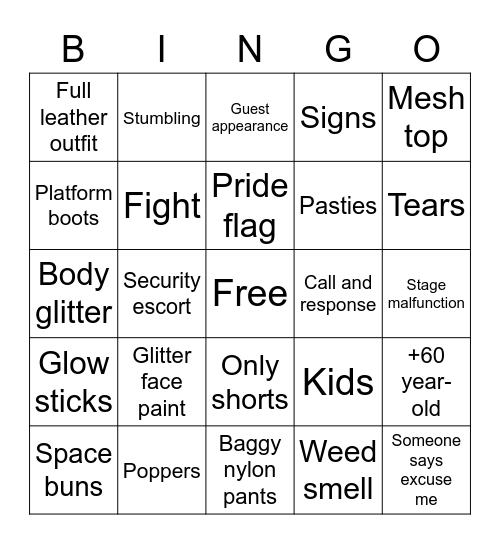 Charli XCX Bingo Card