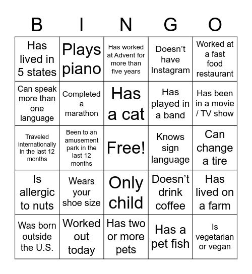 Find a Coworker Who... Bingo Card