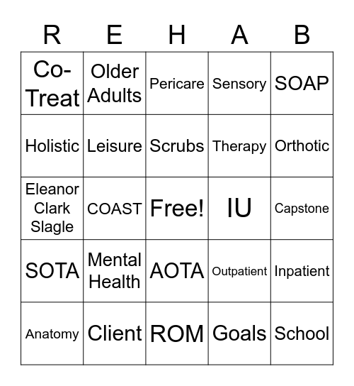 Occupational Therapy Bingo! Bingo Card