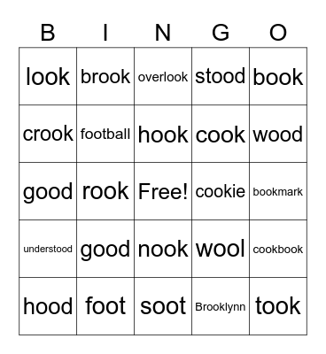 /oo/ Short Vowel Digraph Bingo Card