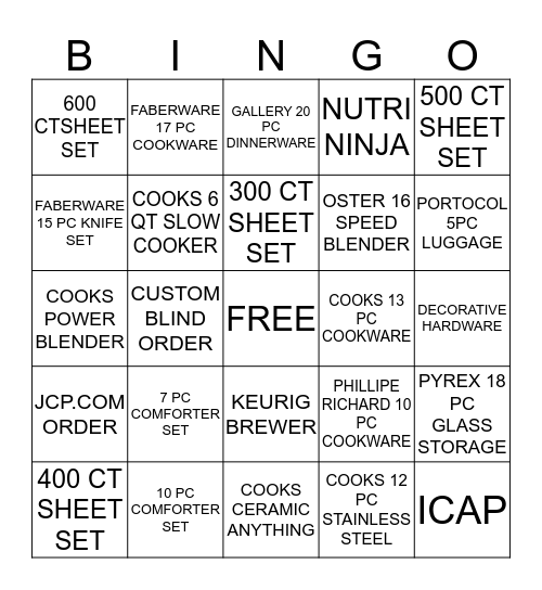 AUG 26-SEPT 7 HOME SALE Bingo Card