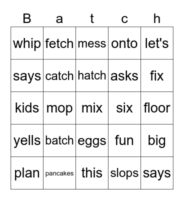 A Batch of Pancakes Bingo Card