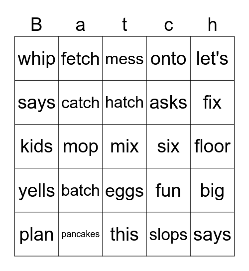 A Batch of Pancakes Bingo Card