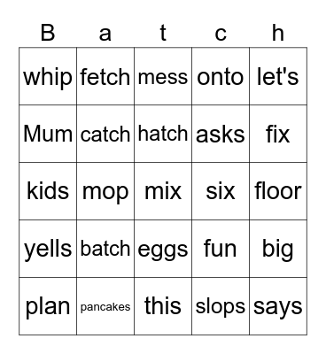 A Batch of Pancakes Bingo Card