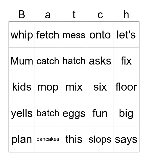 A Batch of Pancakes Bingo Card