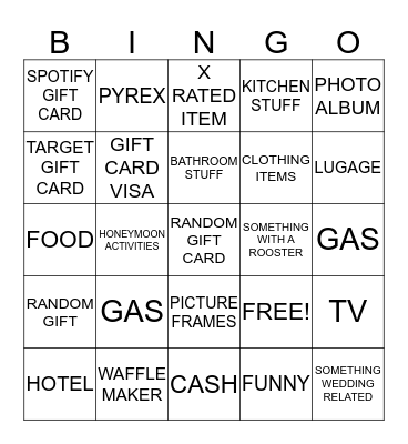 Nicole's Shower  Bingo Card