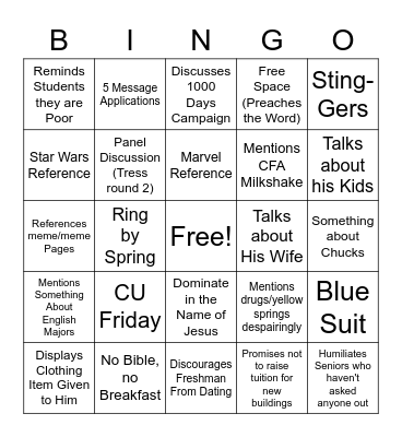 Dr. White Bingo Card