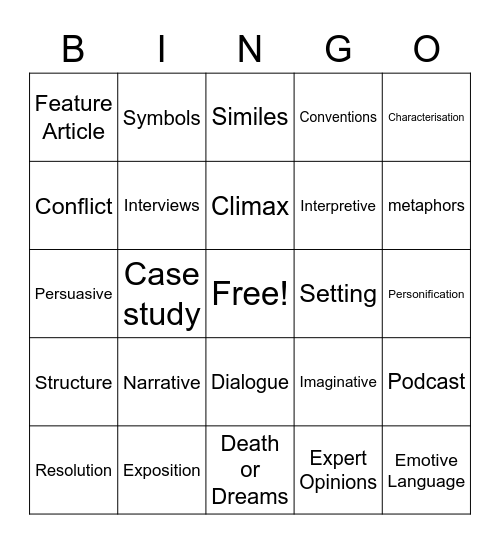 Composition Bingo Card