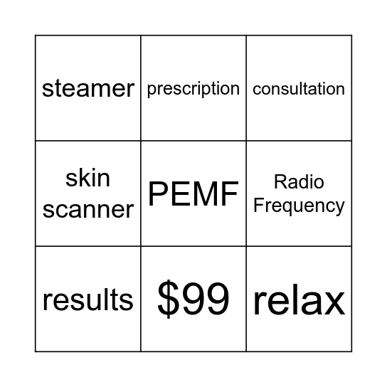 Hot Stone Ritual Facial Bingo Card