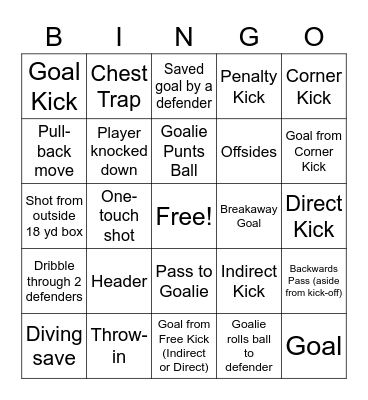 Soccer Bingo Card