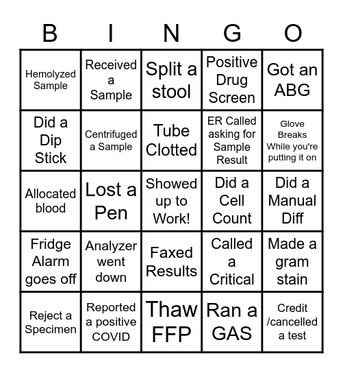 LAB WEEK!!! Techs Bingo Card