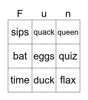 A Fun Quiz Bingo Card