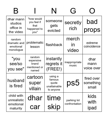 Dhar Mann Bingo v2 Bingo Card
