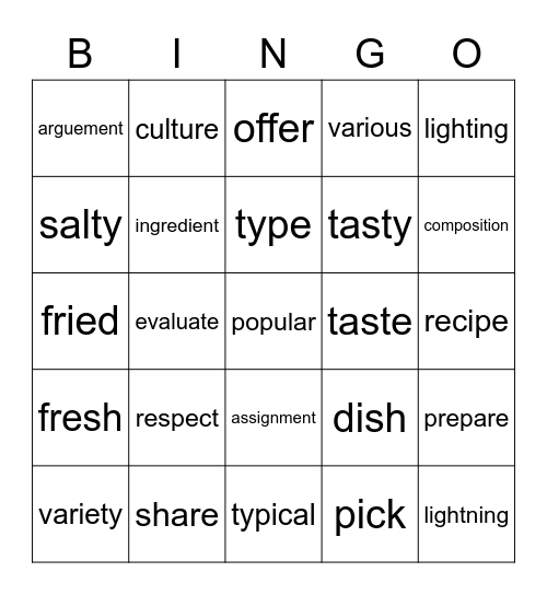 Unit 5 - reading 2 Bingo Card