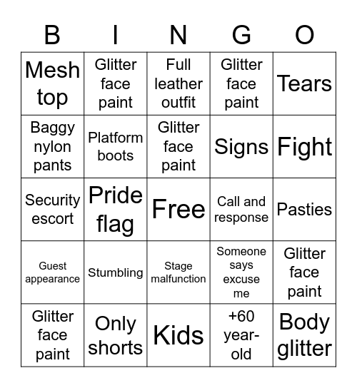 Charli XCX Bingo Card