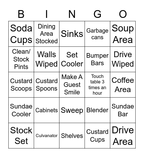 Cleaning Bingo Card