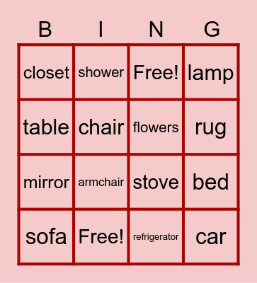 Nice House Bingo Card