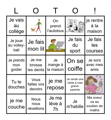 La routine quotidienne Bingo Card