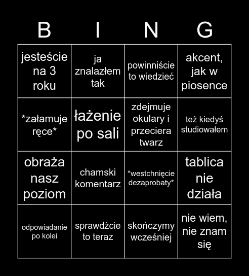 Stephen bingo Card