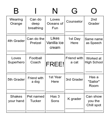 TLC Bingo Card