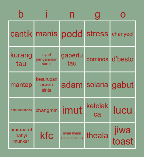 ꒰ㅤʚĭɞㅤ۪ㅤ۫ㅤ੭ thea ㅤ۪ㅤ♡ Bingo Card