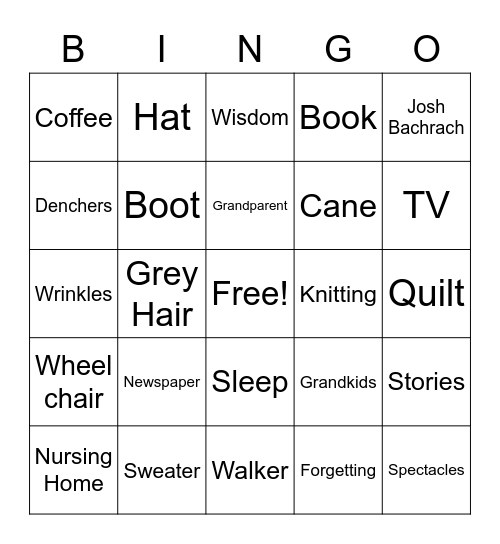 Old Man Club Bingo Card