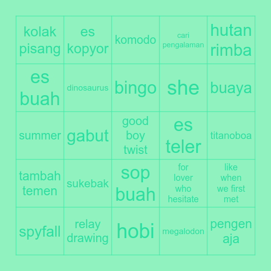 joyie Bingo Card