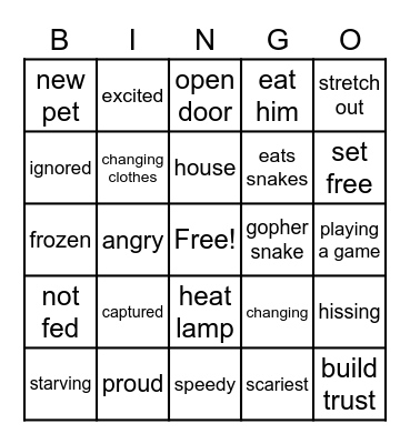 We Can't All be Rattlesnakes Bingo Card