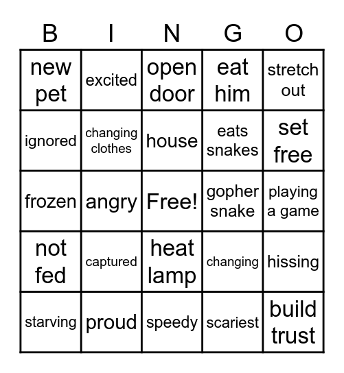 We Can't All be Rattlesnakes Bingo Card