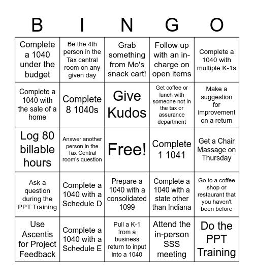 BGBC Bingo - Week 13 & 14 Bingo Card