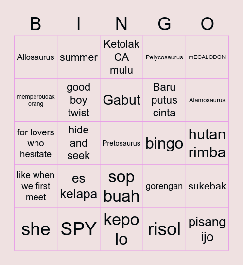 NYOONSUeth Bingo Card