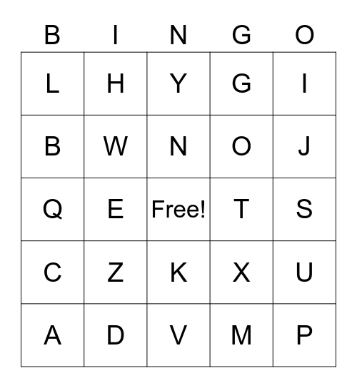 Letter Sounds Bingo Card