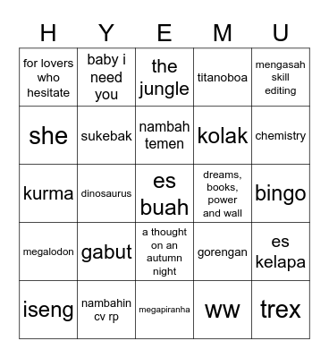 hyemu's Bingo Card