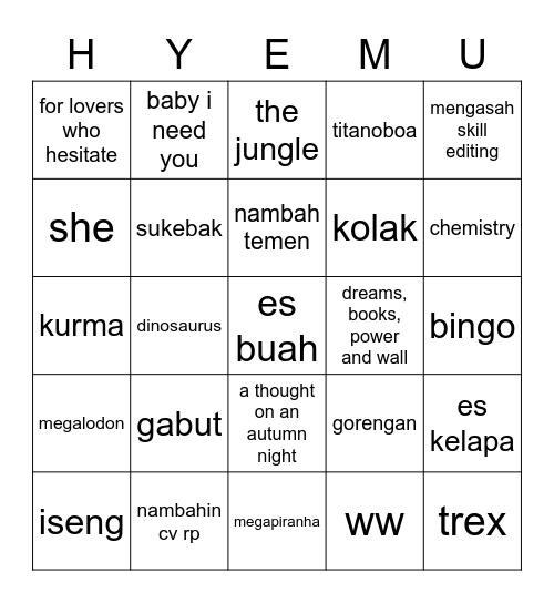 hyemu's Bingo Card