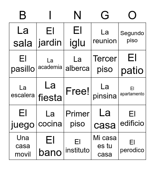 La casa Bingo Card