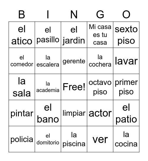 La casa Bingo Card