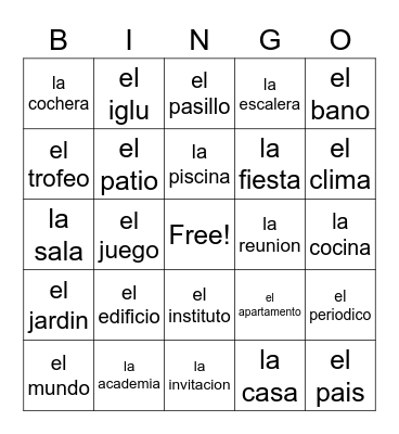 La Casa Bingo Card