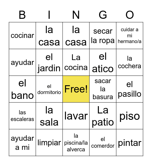 La Casa Bingo Card