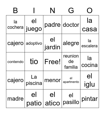 La Casa Bingo Card