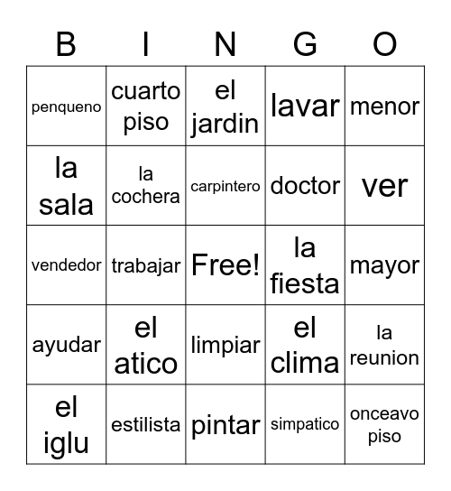 La Casa Bingo Card