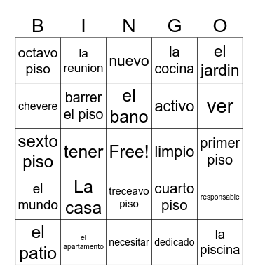 La Casa Bingo Card