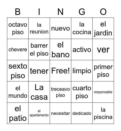 La Casa Bingo Card