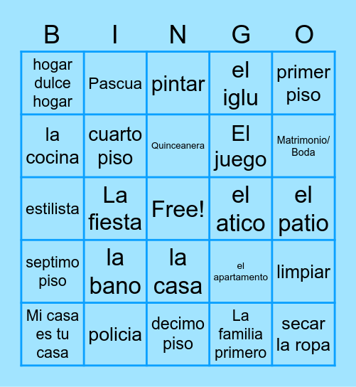 La Casa Bingo Card