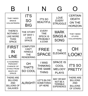 In Space With Markiplier Bingo Card