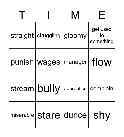 Time Twist - Chapter 2 Vocabulary Bingo Card