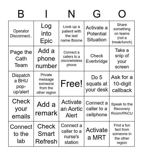 Communications Week Bingo Card