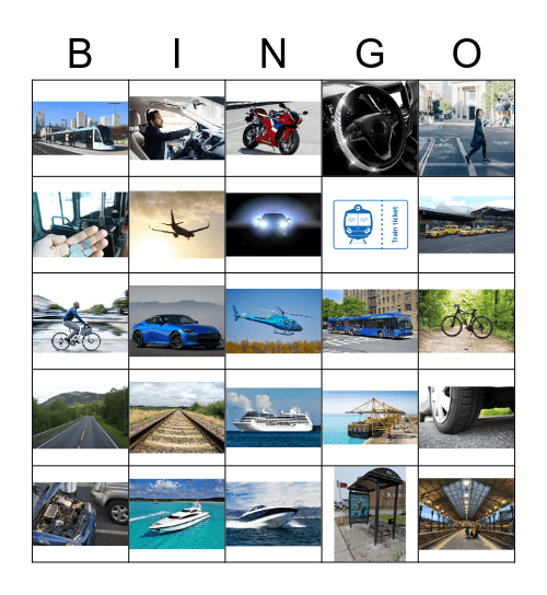 Transportation Vocabulary Bingo Card