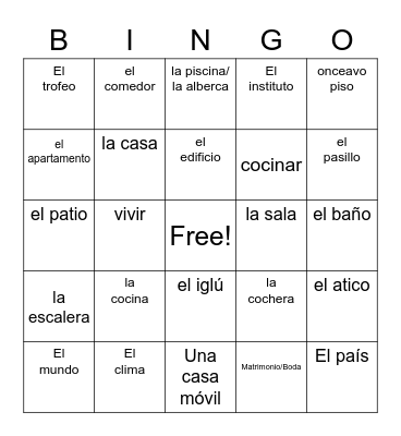 La Casa Bingo Card