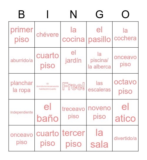 La Casa Bingo Card