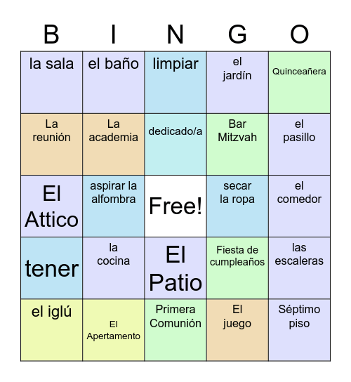 La Casa Bingo Card